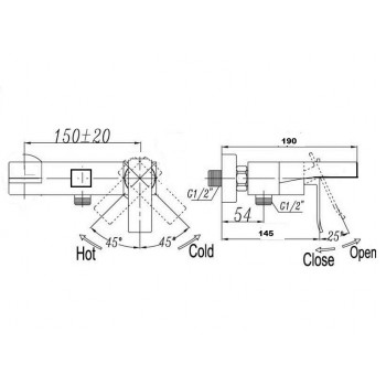 SIMPLE Смеситель с гибким душем и коротким изливом (STB980)