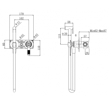 1760'S LOFT Гигиенический душ (комплект) матовое золото (3253CG)