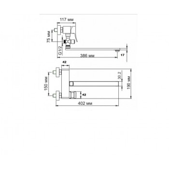 SIMPLE Смеситель с гибким душем и длинным изливом (SRT980)