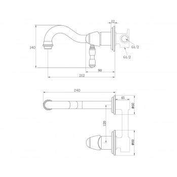 TIFFANY Смеситель настенный для раковины (1920CR)