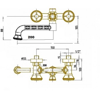 ROYAL Смеситель для ванной (10119P)