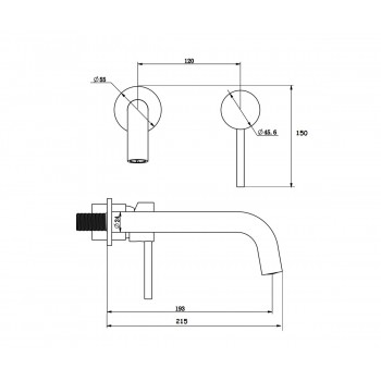 SCANDI Смеситель настенный для раковины черный матовый 14511B