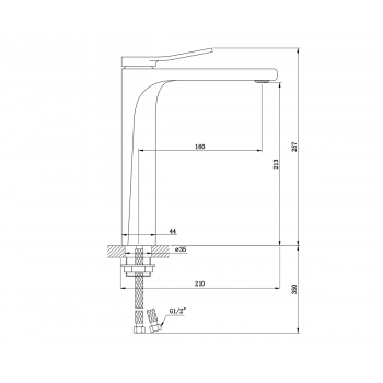ELEMENT Высокий смеситель на раковину (хром/черный) (EL21CB)