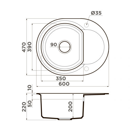 Omoikiri Sakaime 60E-GR Tetogranit/leningrad grey