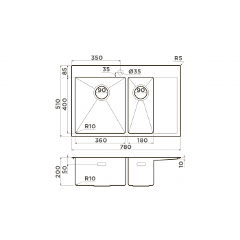 Omoikiri Akisame 78-2-IN-L нерж.сталь/нержавеющая сталь Omoikiri Akisame 78-2-IN-L нерж.сталь/нержавеющая сталь