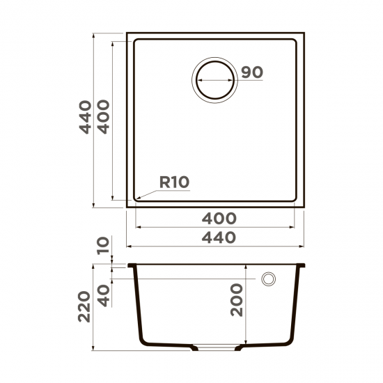 Omoikiri Bosen 44-U-GR Tetogranit/leningrad grey