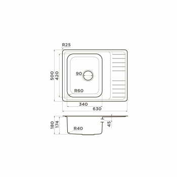 Omoikiri Sagami 63-IN нерж.сталь/нержавеющая сталь Omoikiri Sagami 63-IN нерж.сталь/нержавеющая сталь