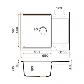 Omoikiri Daisen 65-BL Artgranit/черный Omoikiri Daisen 65-BL Artgranit/черный