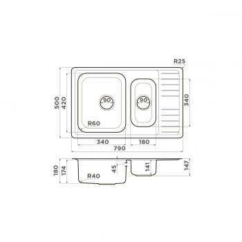 Omoikiri Sagami 79-2-IN нерж.сталь/нержавеющая сталь Omoikiri Sagami 79-2-IN нерж.сталь/нержавеющая сталь