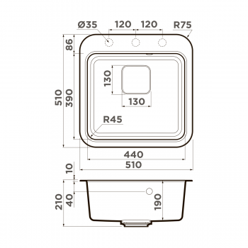 Omoikiri Tasogare 51-MA Artgranit/марципан Omoikiri Tasogare 51-MA Artgranit/марципан