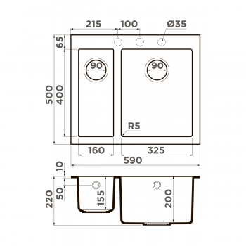 Omoikiri Bosen 59-2-BL Tetogranit/черный Omoikiri Bosen 59-2-BL Tetogranit/черный
