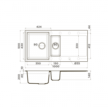 Omoikiri Sakaime 100-2-BL Tetogranit/черный