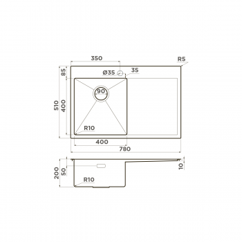 Omoikiri Akisame 78-GM-L нерж.сталь/вороненая сталь Omoikiri Akisame 78-GM-L нерж.сталь/вороненая сталь