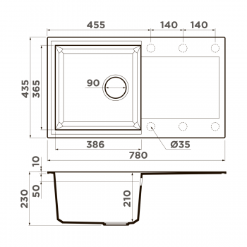 Omoikiri Sakaime 78-PL Tetogranit/платина