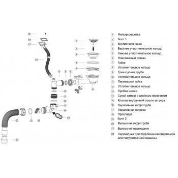 Компактный сифон с сухим затвором Zorg KC 1 GRAFIT