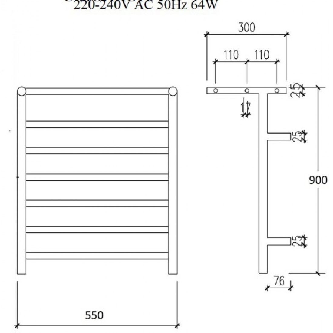 Полотенцесушитель электрический Zorg ZR 014