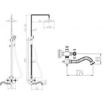 Zorg A 7002DS-BR душевая стойка