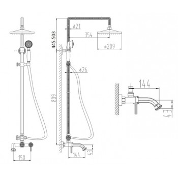 Zorg A 201DS-BR душевая стойка